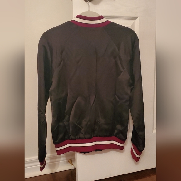 Black Satin Babton Bomber Jacket - Picture 2 of 3